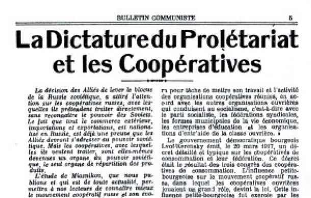 L’Internationale communiste et les coopératives